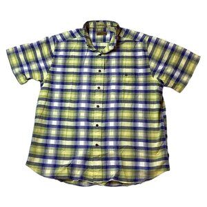 Field & Stream Plaid Short Sleeve 100% Cotton Summer Madras Shirt Mens Size L